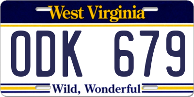 WV license plate ODK679
