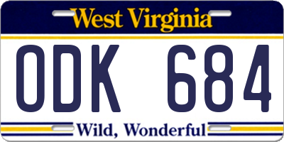 WV license plate ODK684