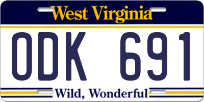 WV license plate ODK691