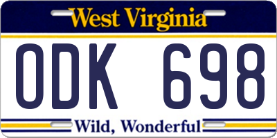 WV license plate ODK698