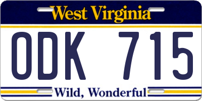 WV license plate ODK715