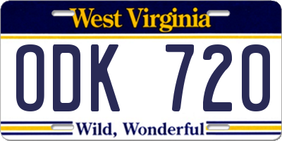 WV license plate ODK720