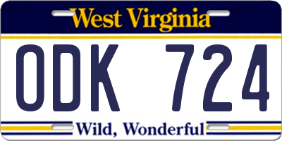 WV license plate ODK724