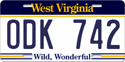 WV license plate ODK742