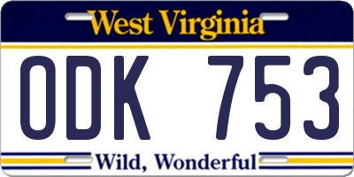 WV license plate ODK753