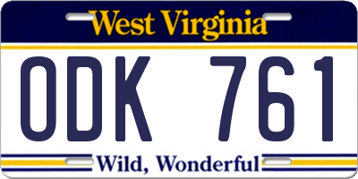 WV license plate ODK761