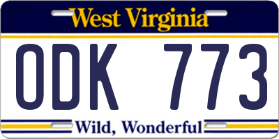 WV license plate ODK773