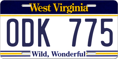 WV license plate ODK775