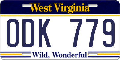 WV license plate ODK779