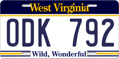 WV license plate ODK792