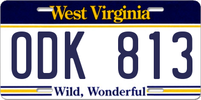 WV license plate ODK813