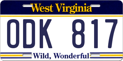 WV license plate ODK817