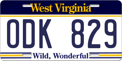 WV license plate ODK829