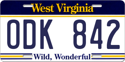 WV license plate ODK842