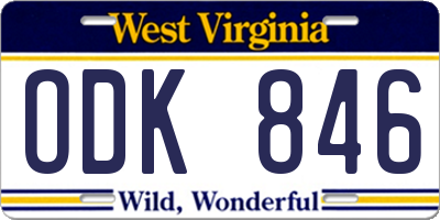 WV license plate ODK846