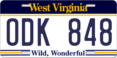 WV license plate ODK848