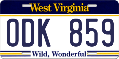 WV license plate ODK859