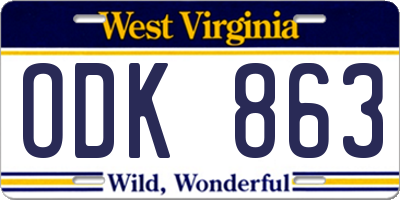 WV license plate ODK863