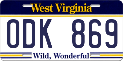 WV license plate ODK869