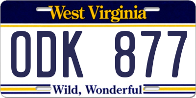 WV license plate ODK877