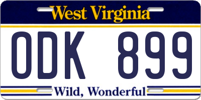 WV license plate ODK899