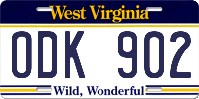 WV license plate ODK902