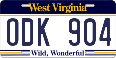 WV license plate ODK904