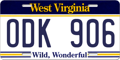 WV license plate ODK906