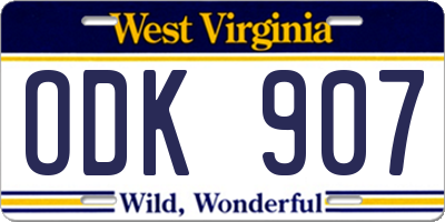 WV license plate ODK907
