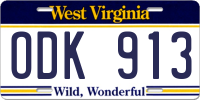 WV license plate ODK913