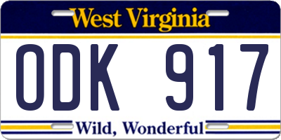 WV license plate ODK917