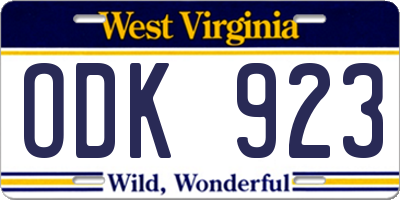 WV license plate ODK923