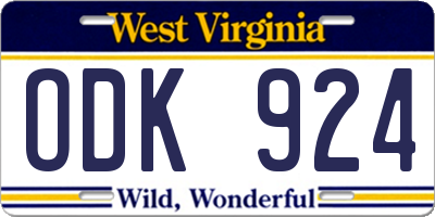 WV license plate ODK924