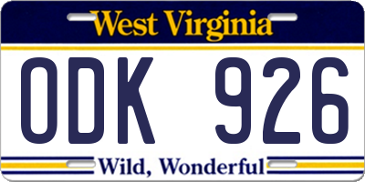 WV license plate ODK926