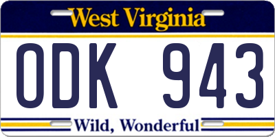 WV license plate ODK943