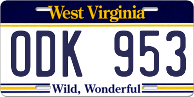 WV license plate ODK953
