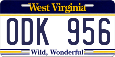 WV license plate ODK956