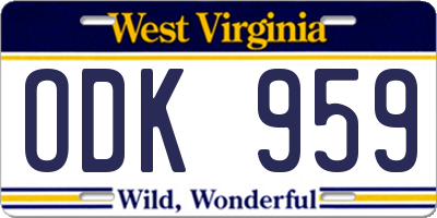 WV license plate ODK959