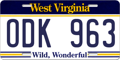 WV license plate ODK963