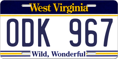 WV license plate ODK967