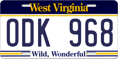WV license plate ODK968