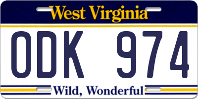 WV license plate ODK974