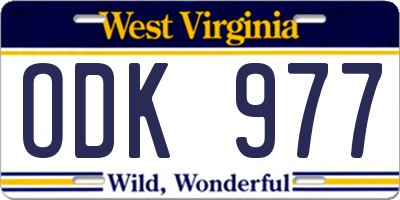 WV license plate ODK977