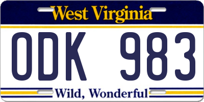 WV license plate ODK983