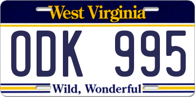WV license plate ODK995