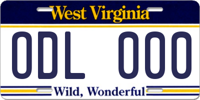 WV license plate ODL000