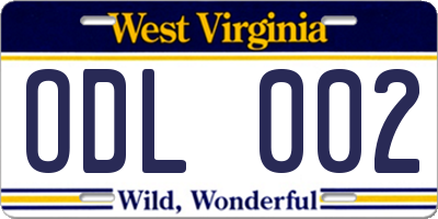 WV license plate ODL002