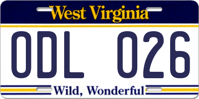 WV license plate ODL026