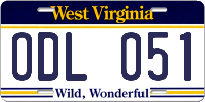 WV license plate ODL051
