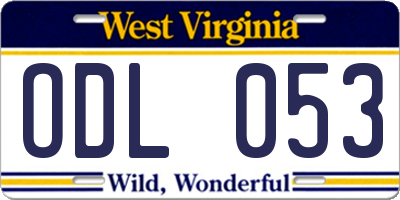 WV license plate ODL053